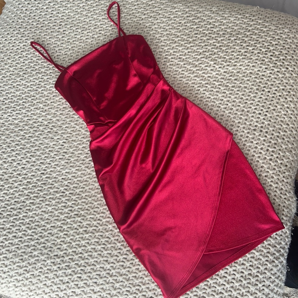 Red Silky Spaghetti Strap Formal Dress size XS NWOT